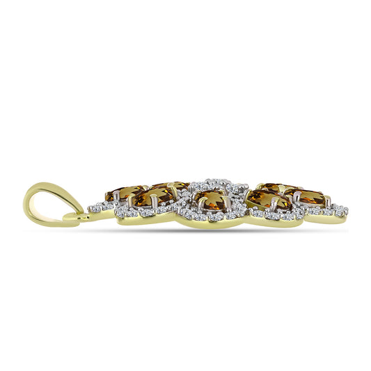 Goldplattierter Silberanhänger mit Cognac-Quarz und weißem Topas