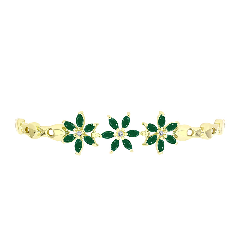 Goldplattiertes Silberarmband mit grünem Achat und weißem Topas 2 