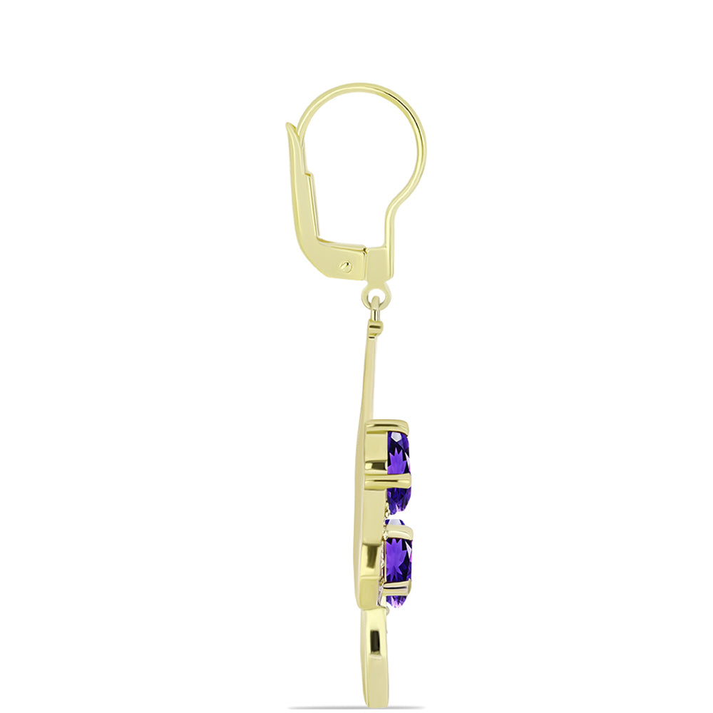 Goldplattierte Silberohrringe mit marokkanischem Amethyst und Zitrin aus dem Ural 2 
