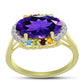 Goldplattierter Silberring mit marokkanischem Amethyst und Zitrin aus dem Ural
