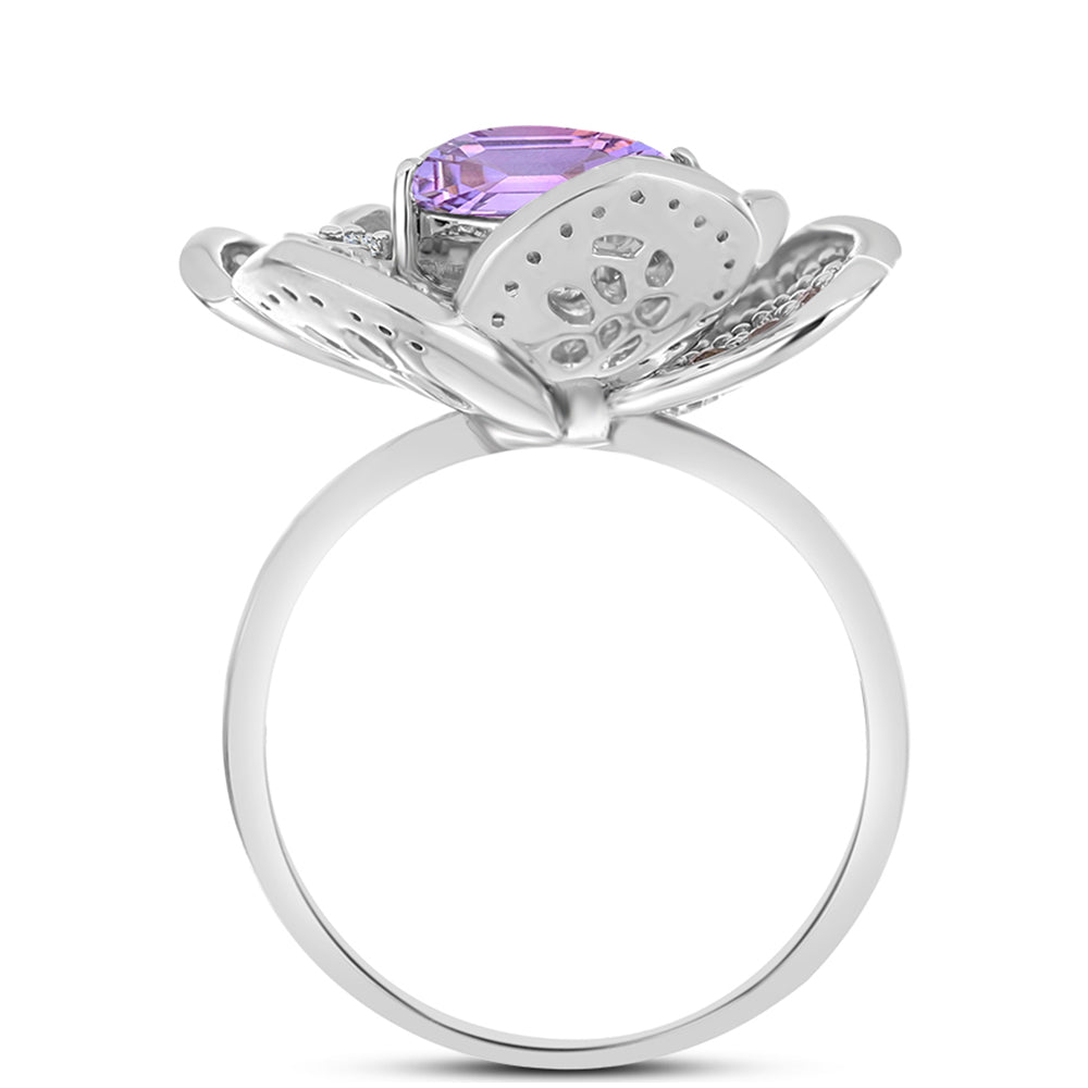Silberring mit Rose De France Amethyst und weißem Topas 3 