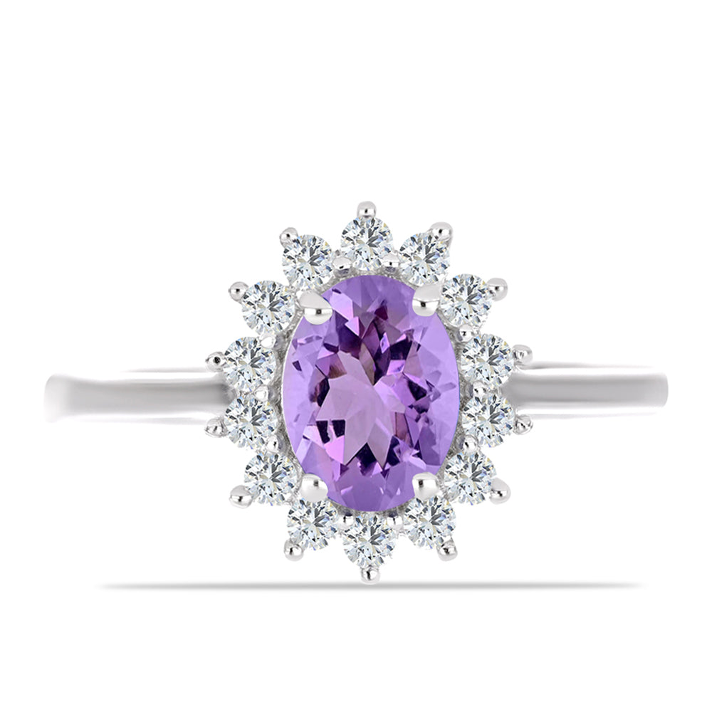 Silberring mit Rose De France Amethyst und weißem Topas 1 