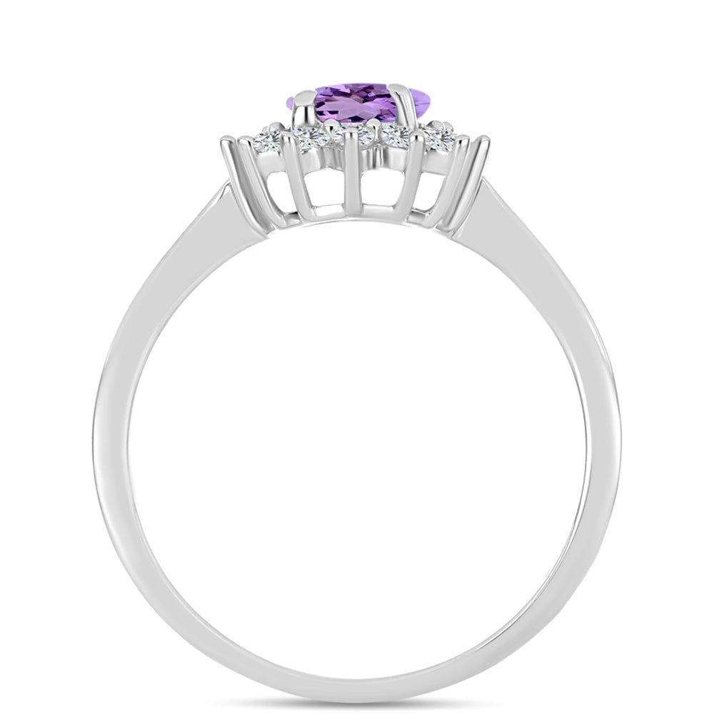 Silberring mit Rose De France Amethyst und weißem Topas
