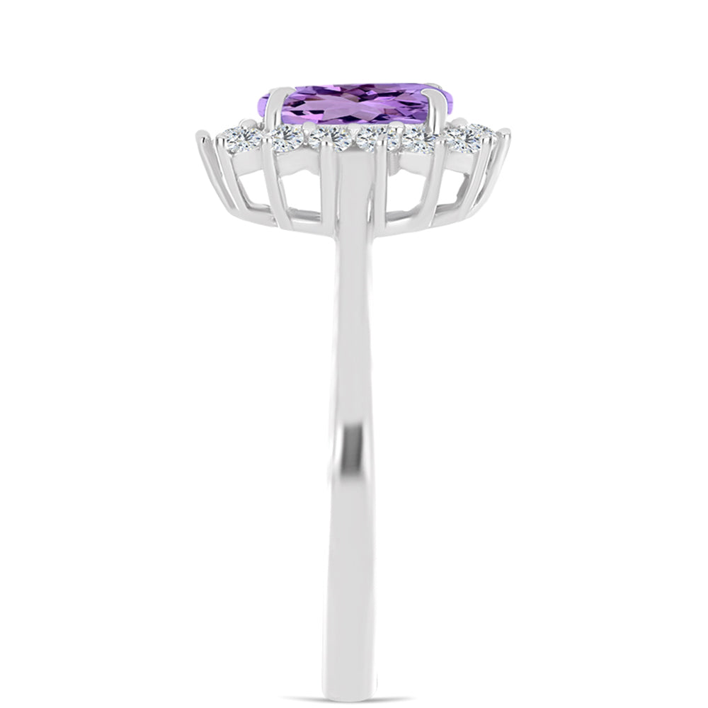 Silberring mit Rose De France Amethyst und weißem Topas