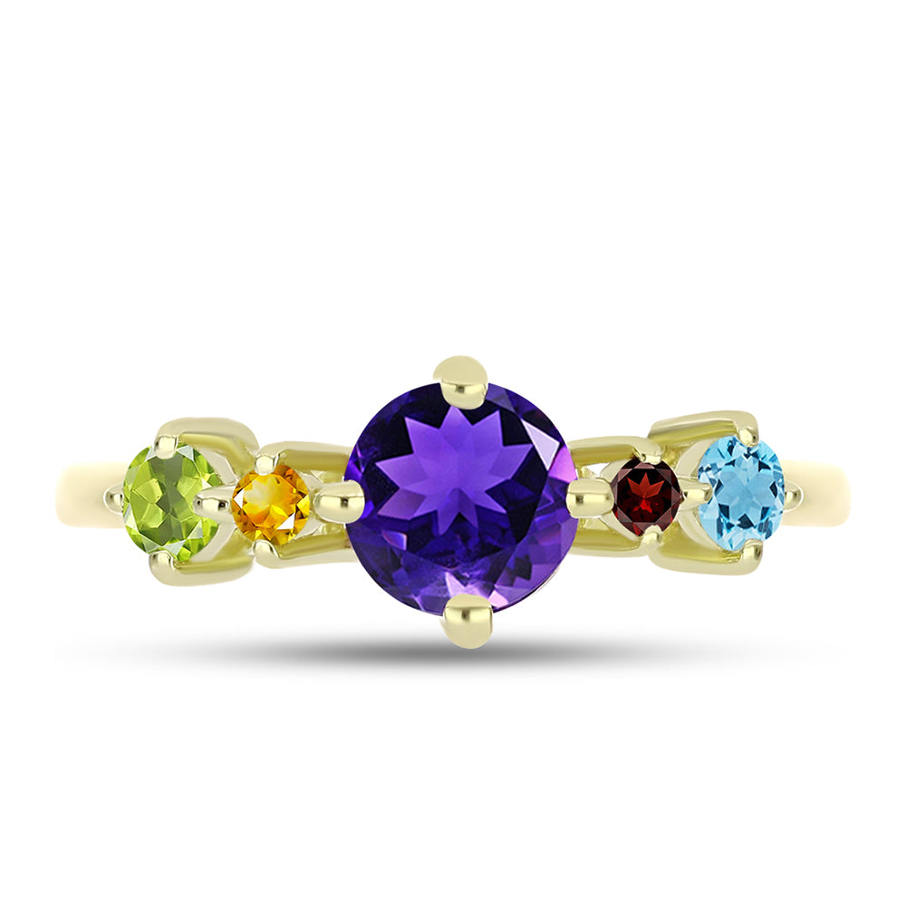 Goldplattierter Silberring mit marokkanischem Amethyst und Peridot aus Changbai