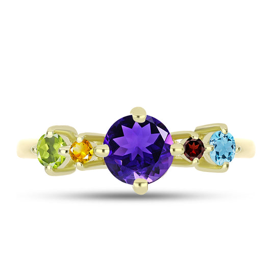 Goldplattierter Silberring mit marokkanischem Amethyst und Peridot aus Changbai