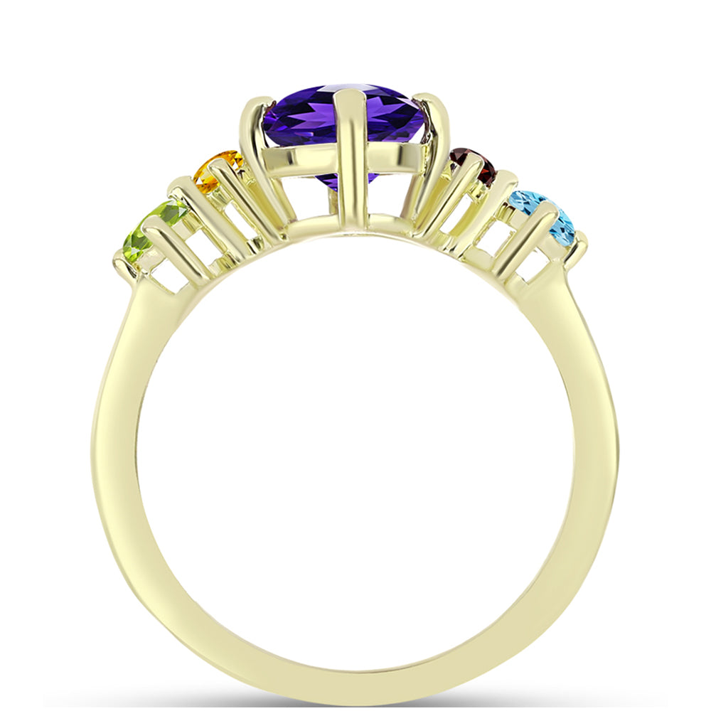 Goldplattierter Silberring mit marokkanischem Amethyst und Peridot aus Changbai