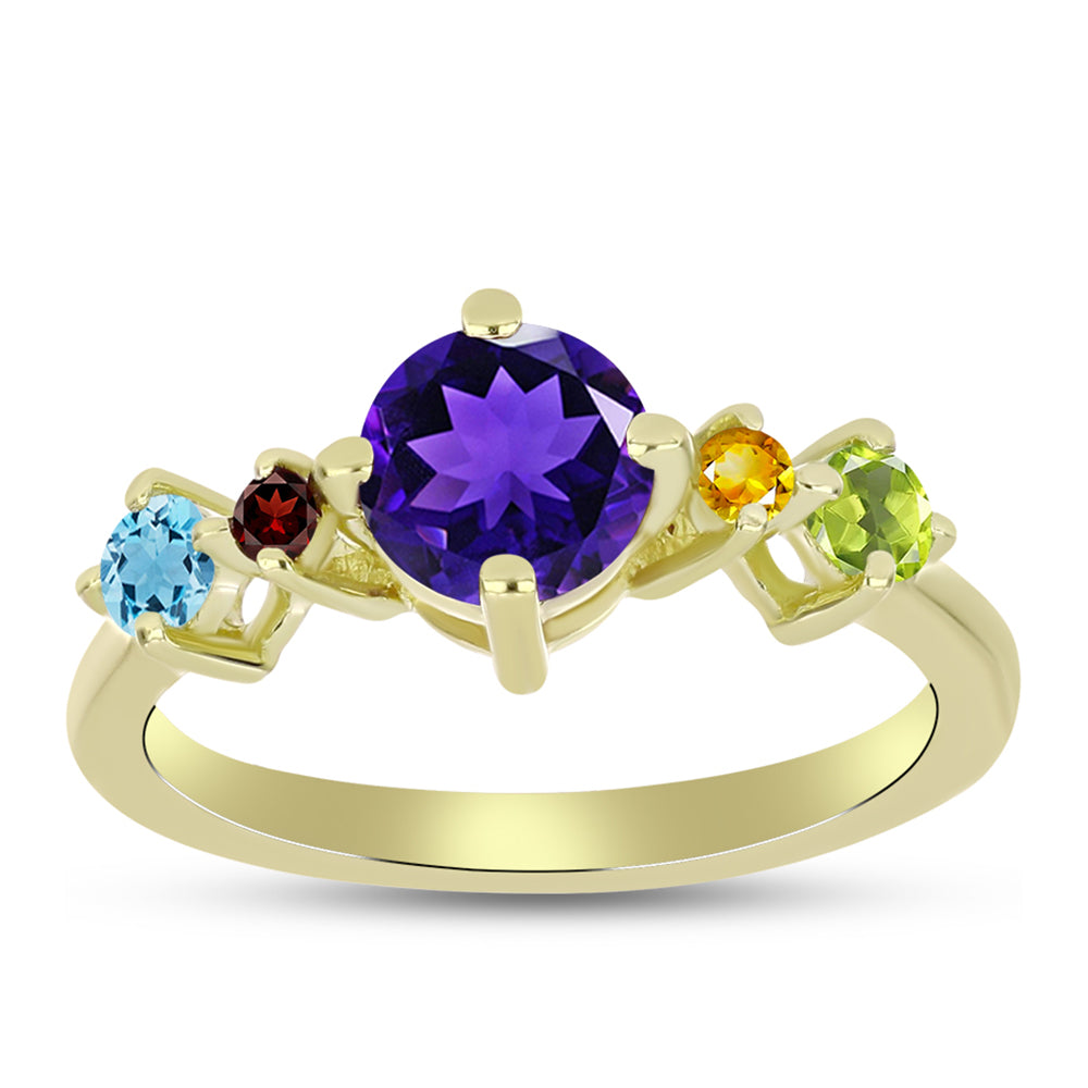 Goldplattierter Silberring mit marokkanischem Amethyst und Peridot aus Changbai 3 