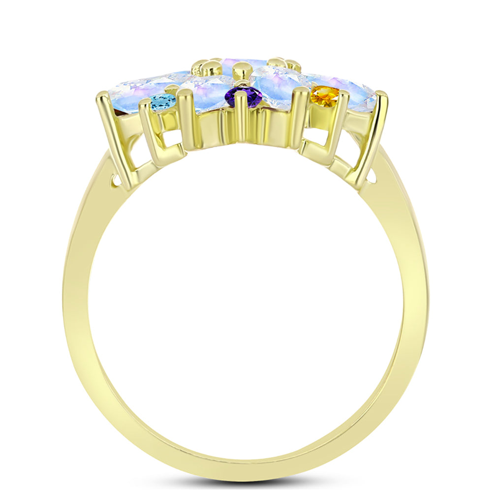 Goldplattierter Silberring mit Regenbogenmondstein 2 