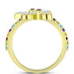 Goldplattierter Silberring mit Regenbogenmondstein und Barton Granat