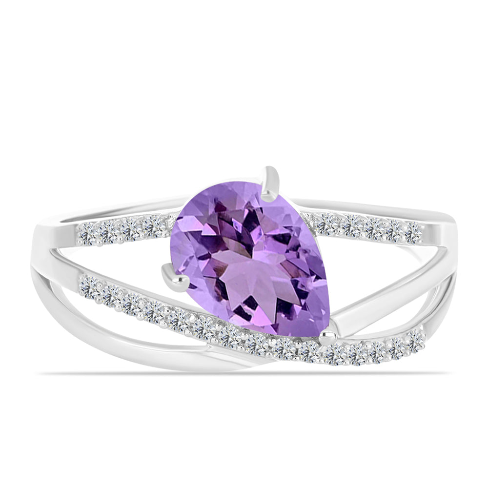 Silberring mit Rose De France Amethyst und weißem Topas 1 