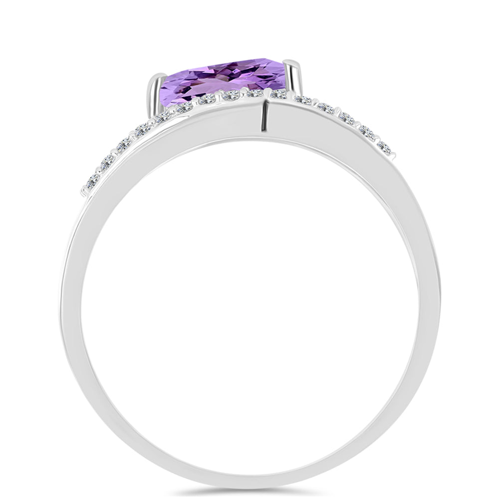 Silberring mit Rose De France Amethyst und weißem Topas 2 