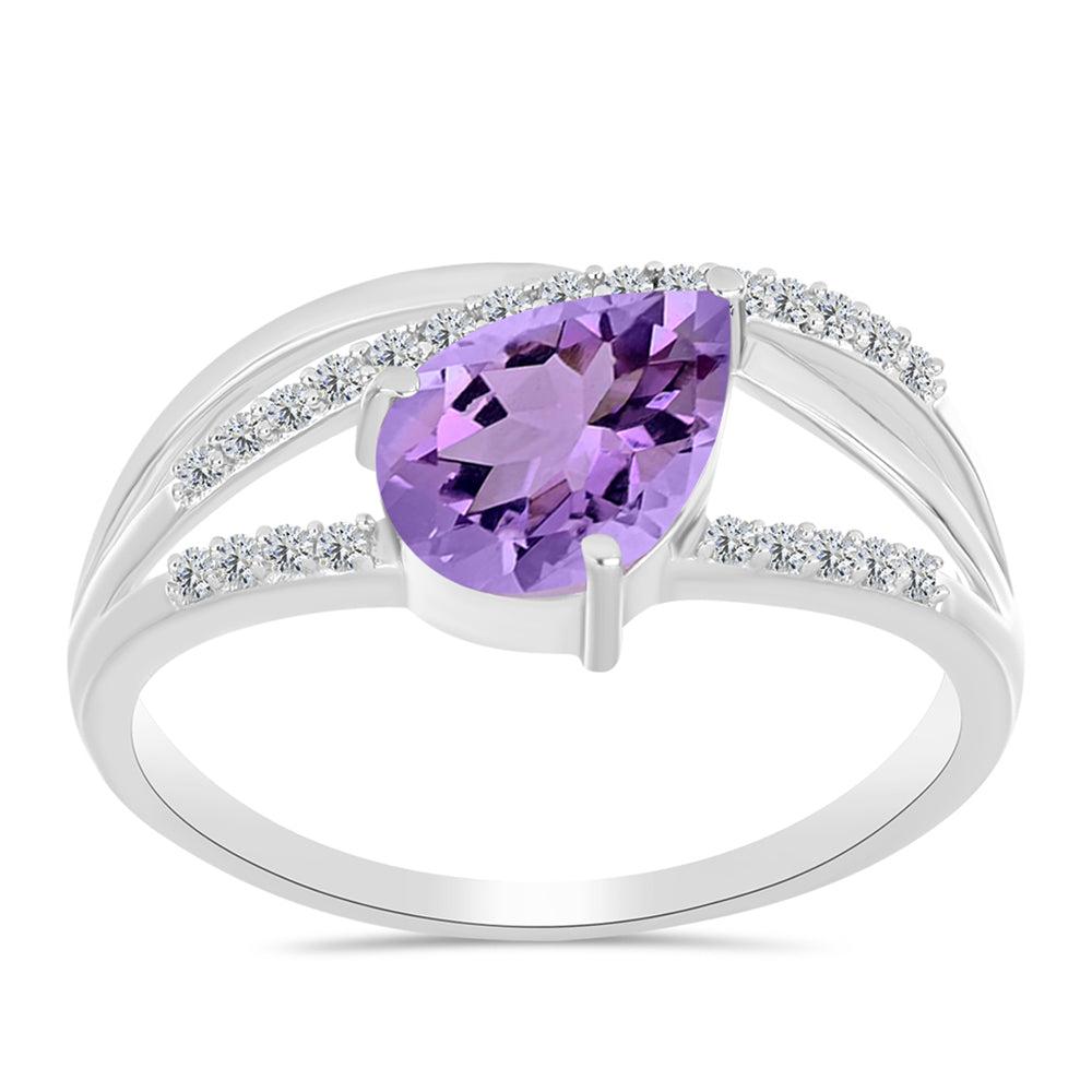 Silberring mit Rose De France Amethyst und weißem Topas