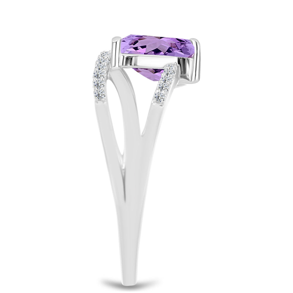 Silberring mit Rose De France Amethyst und weißem Topas