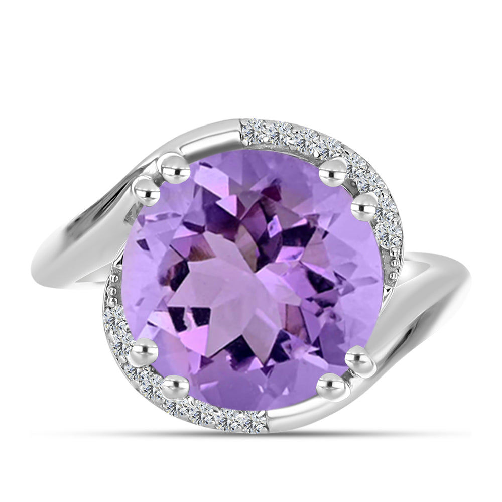 Silberring mit Rose De France Amethyst und weißem Topas 1 