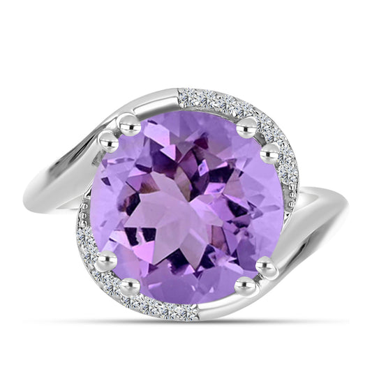 Silberring mit Rose De France Amethyst und weißem Topas