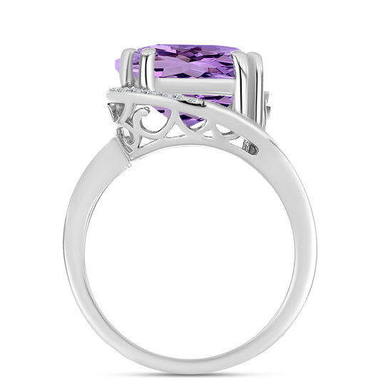 Silberring mit Rose De France Amethyst und weißem Topas