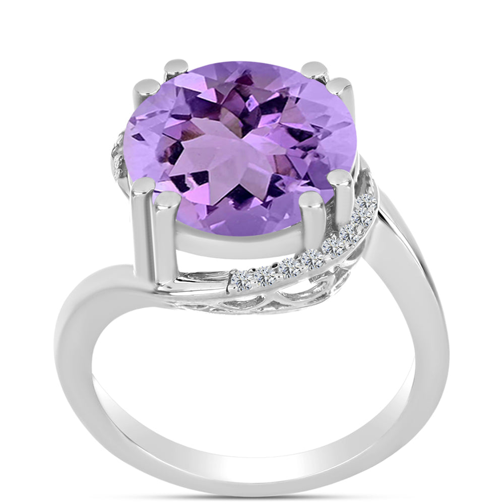 Silberring mit Rose De France Amethyst und weißem Topas