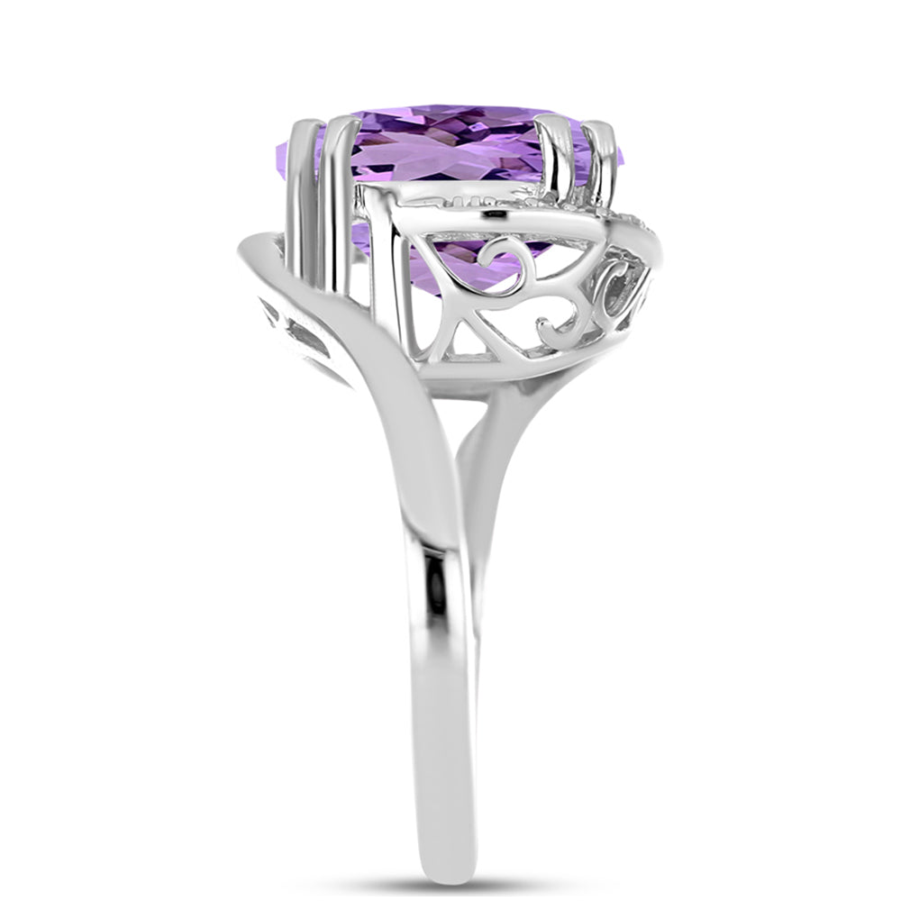 Silberring mit Rose De France Amethyst und weißem Topas