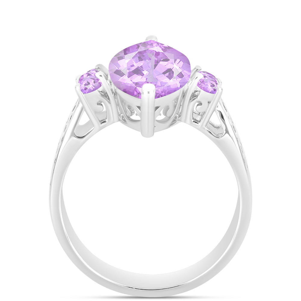 Silberring mit Rose De France Amethyst 2 