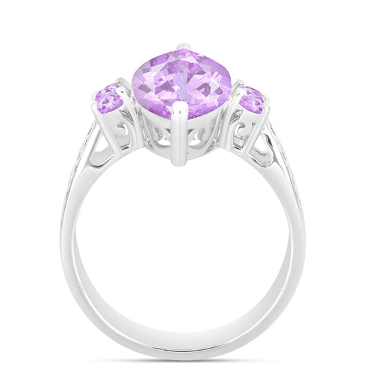 Silberring mit Rose De France Amethyst