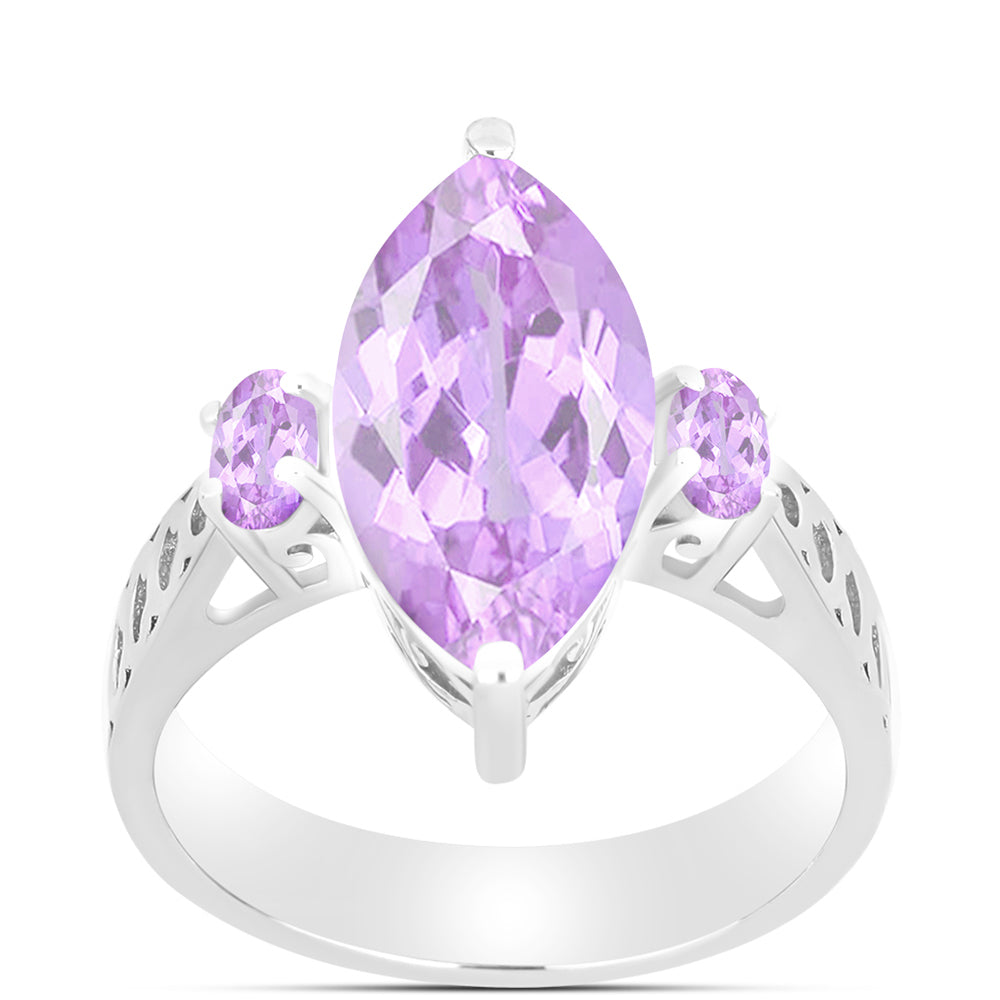 Silberring mit Rose De France Amethyst 3 