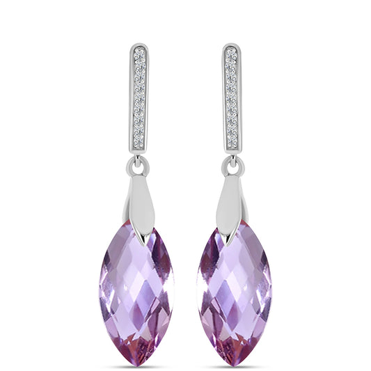 Silberohrringe mit Rose De France Amethyst und weißem Topas