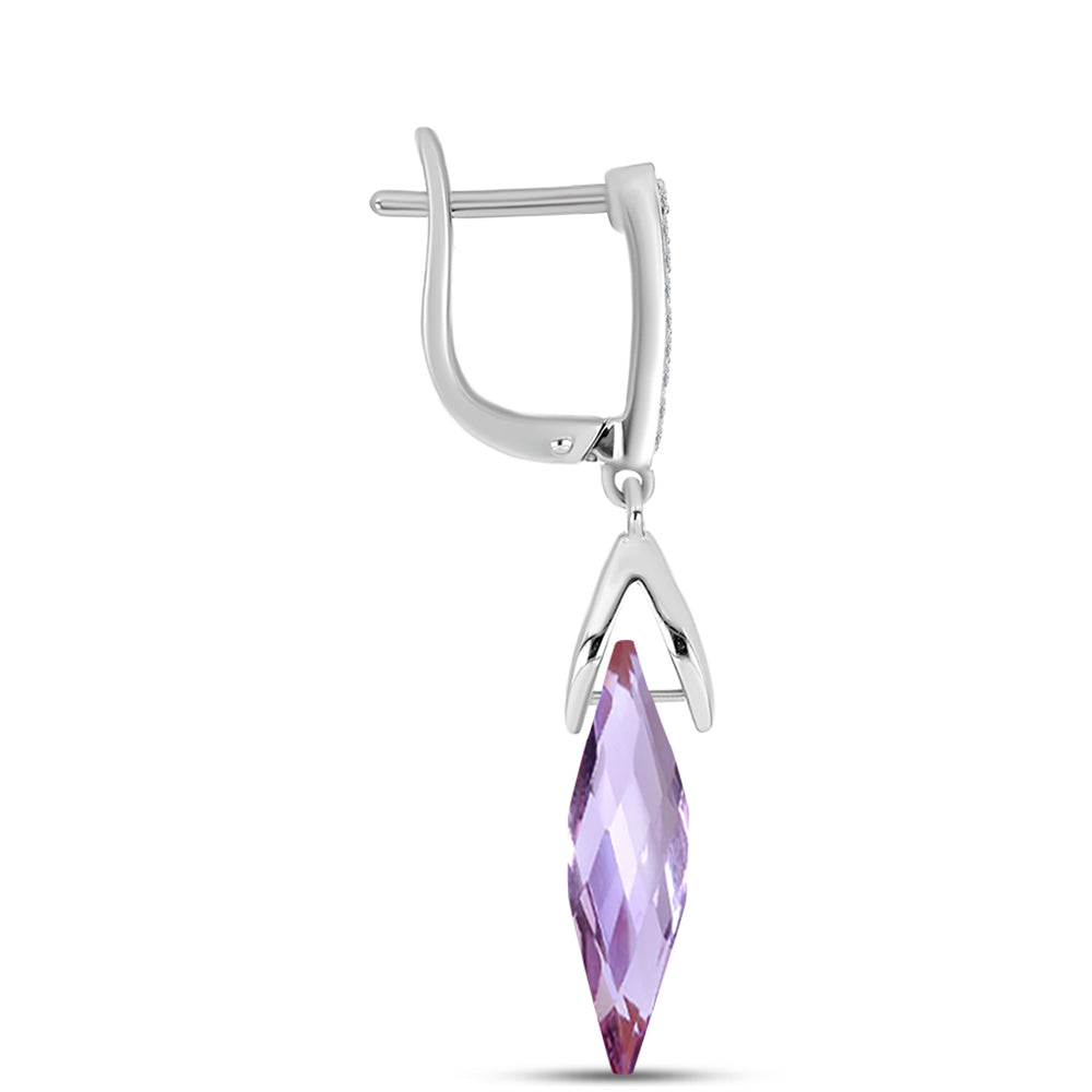 Silberohrringe mit Rose De France Amethyst und weißem Topas