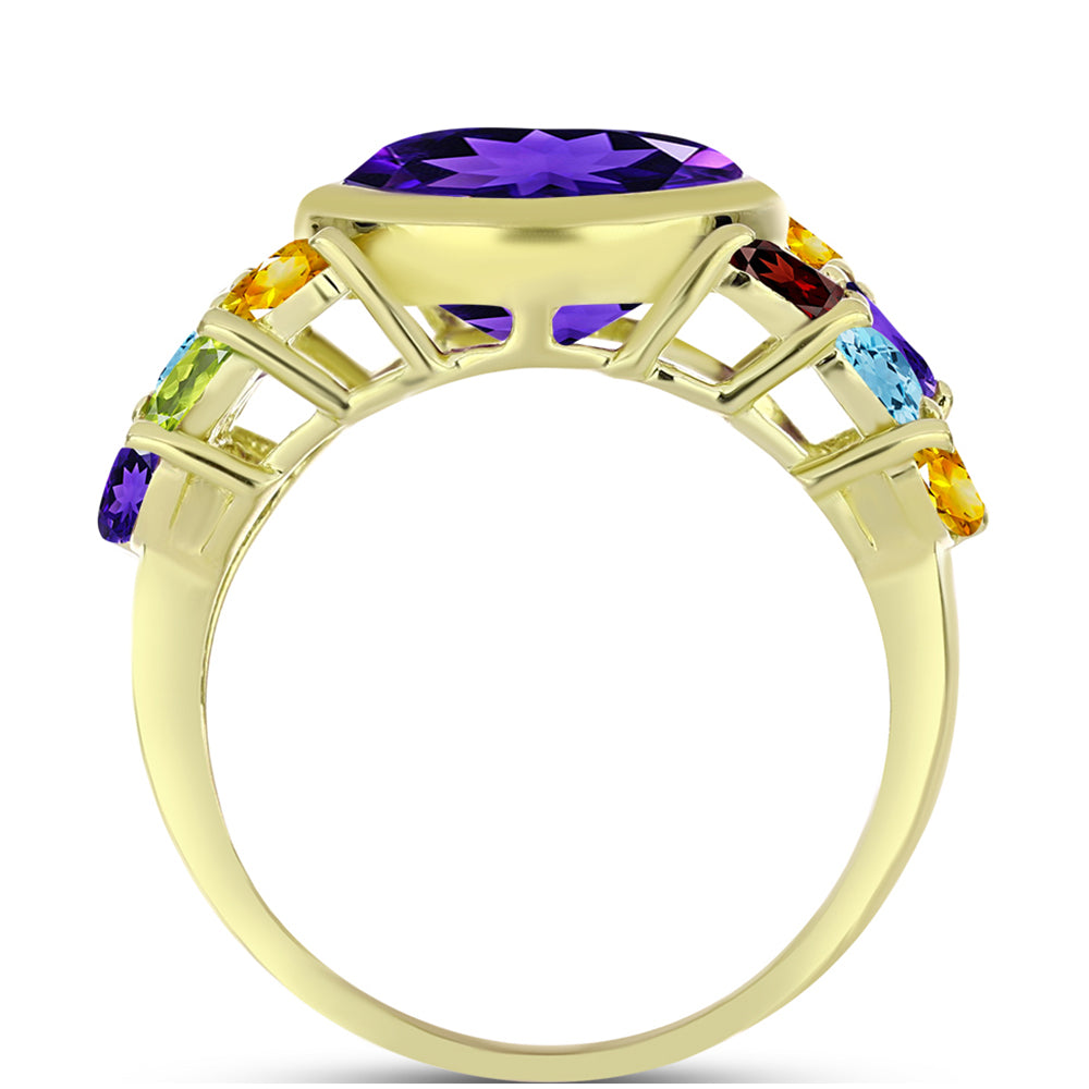 Goldplattierter Silberring mit marokkanischem Amethyst und Amethyst aus Artigas 2 