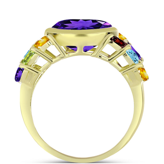 Goldplattierter Silberring mit marokkanischem Amethyst und Amethyst aus Artigas