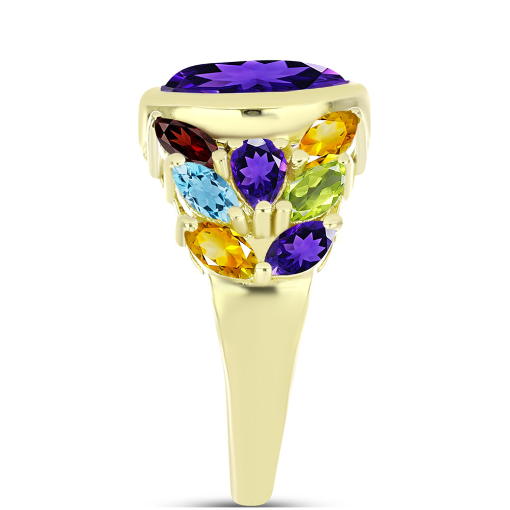 Goldplattierter Silberring mit marokkanischem Amethyst und Amethyst aus Artigas 4 