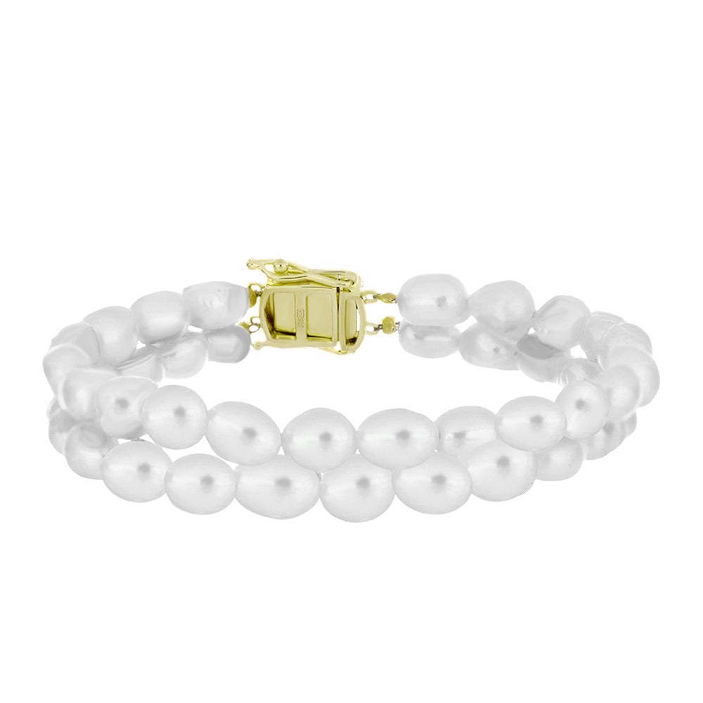 Goldplattiertes Silberarmband mit weißer Süßwasserperle