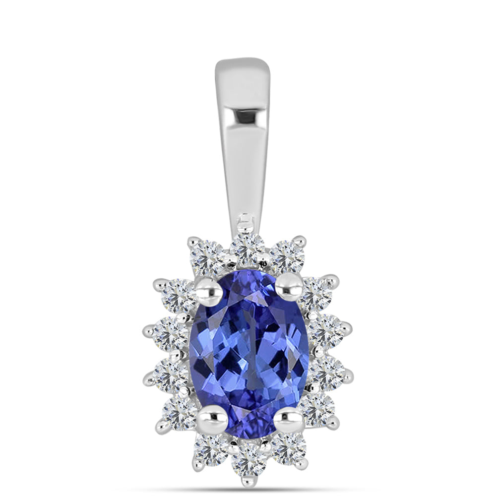 Silberanhänger mit Tansanit - Klasse AAA und weißem Diamant 1 