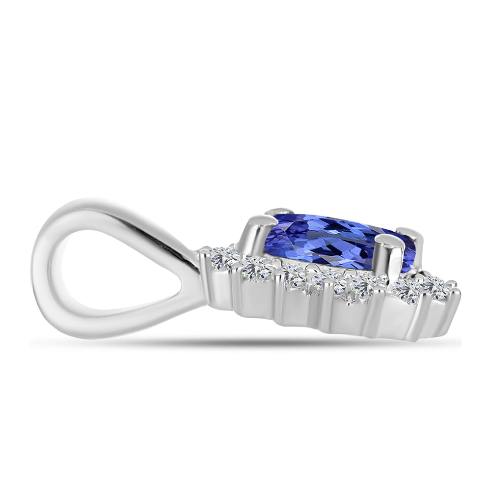 Silberanhänger mit Tansanit - Klasse AAA und weißem Diamant 2 