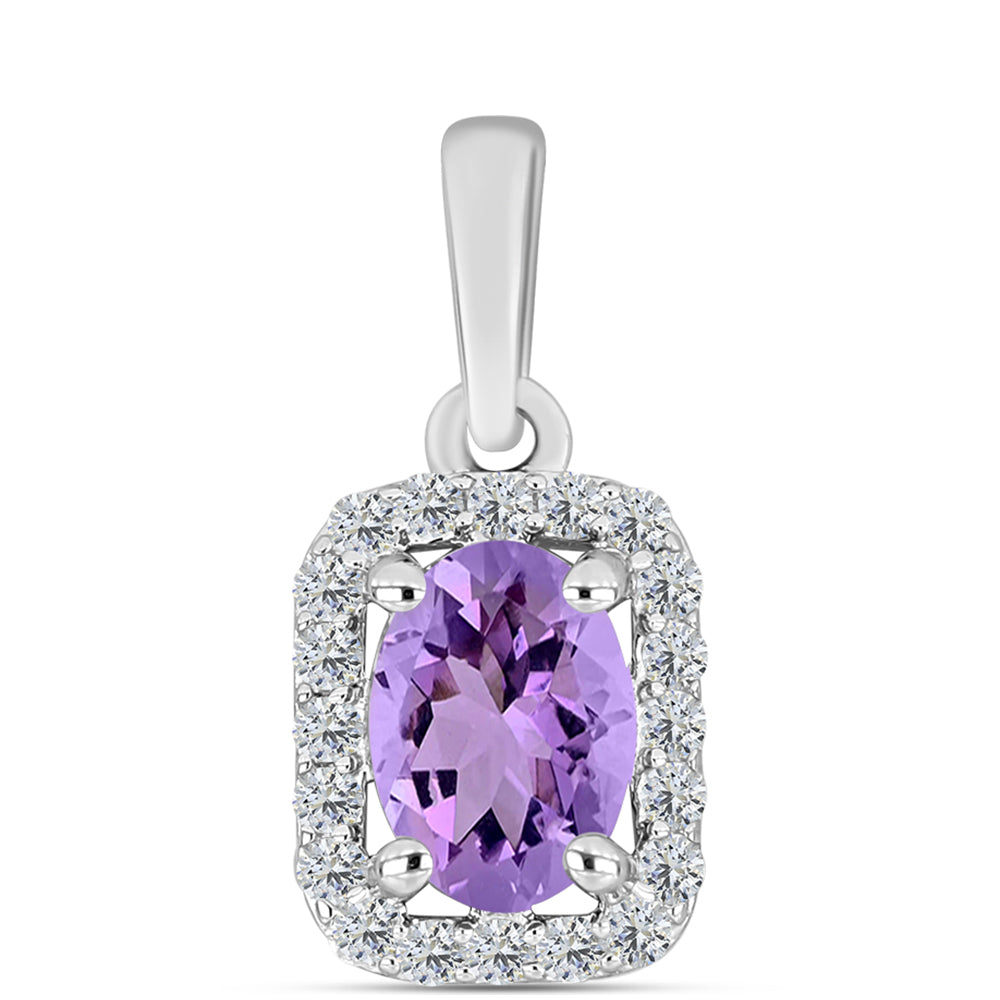 Silberanhänger mit Rose De France Amethyst und weißem Topas 1 