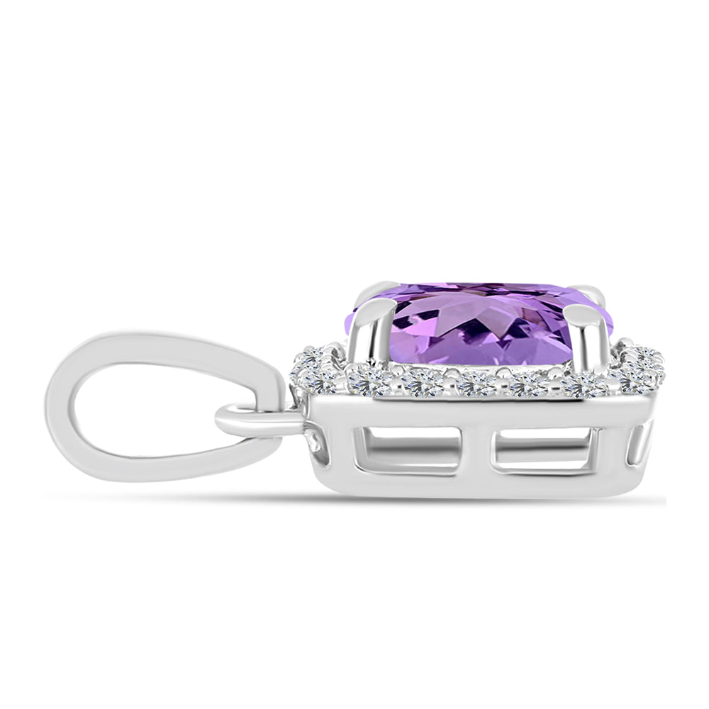 Silberanhänger mit Rose De France Amethyst und weißem Topas 2 
