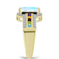 Goldplattierter Silberring mit Regenbogenmondstein und marokkanischem Amethyst