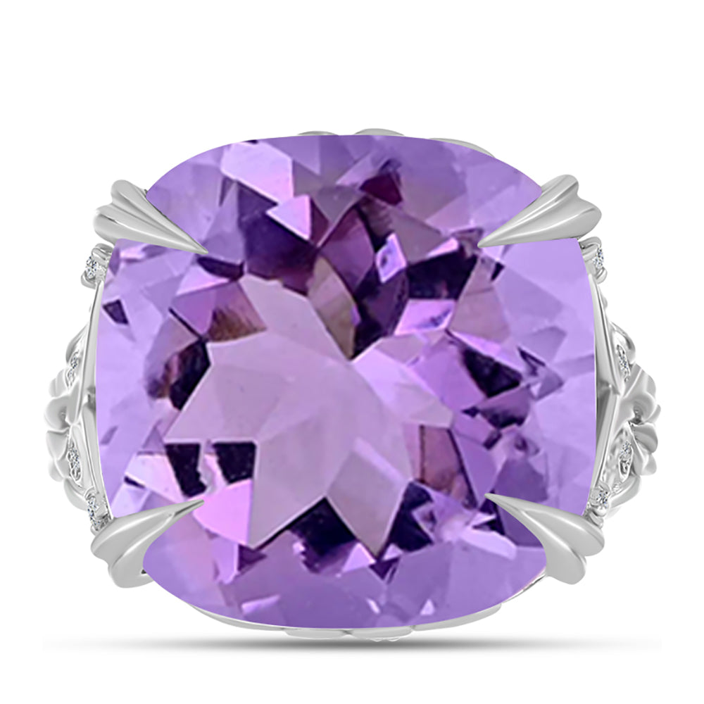 Silberring mit Rose De France Amethyst und weißem Topas 1 