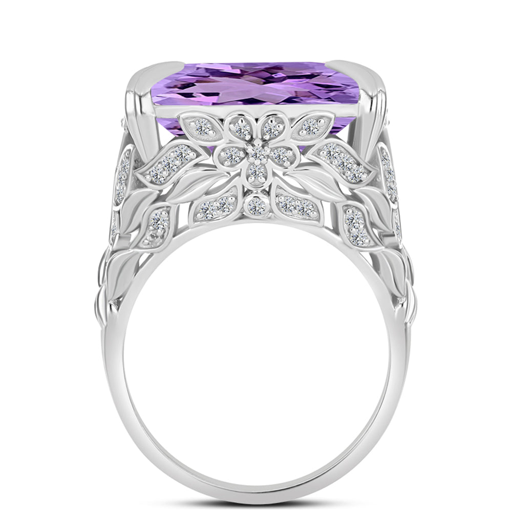 Silberring mit Rose De France Amethyst und weißem Topas 2 