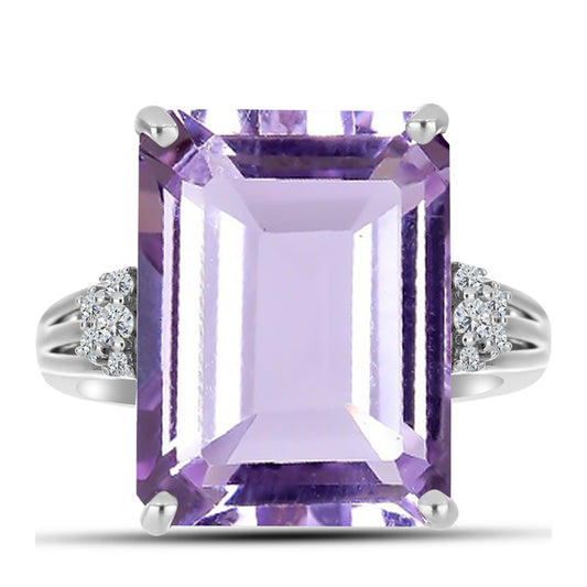 Silberring mit Rose De France Amethyst und weißem Topas