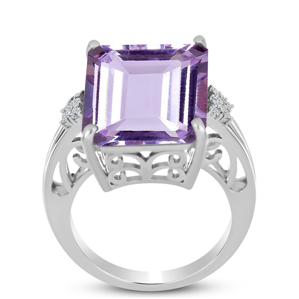 Silberring mit Rose De France Amethyst und weißem Topas 3 