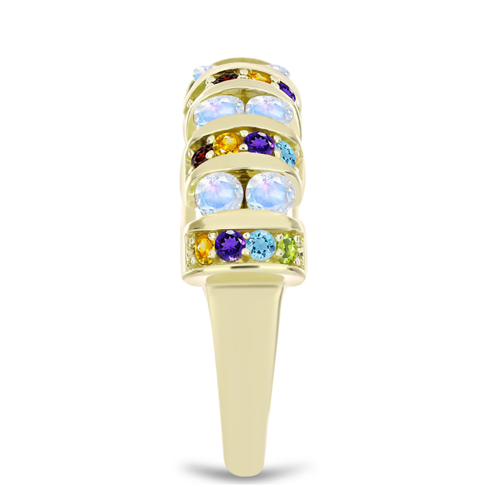Goldplattierter Silberring mit Regenbogenmondstein und marokkanischem Amethyst 4 