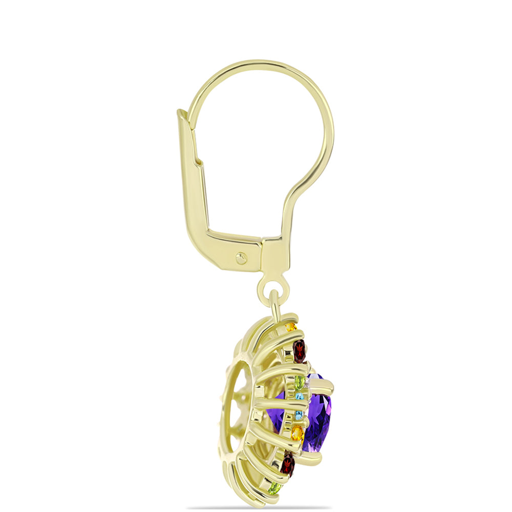 Goldplattierte Silberohrringe mit marokkanischem Amethyst und Zitrin aus dem Ural 2 