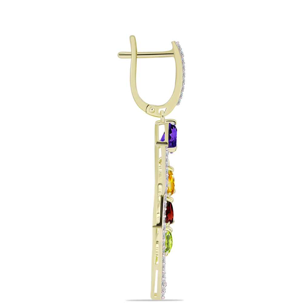 Goldplattierte Silberohrringe mit marokkanischem Amethyst und Zitrin aus dem Ural 2 