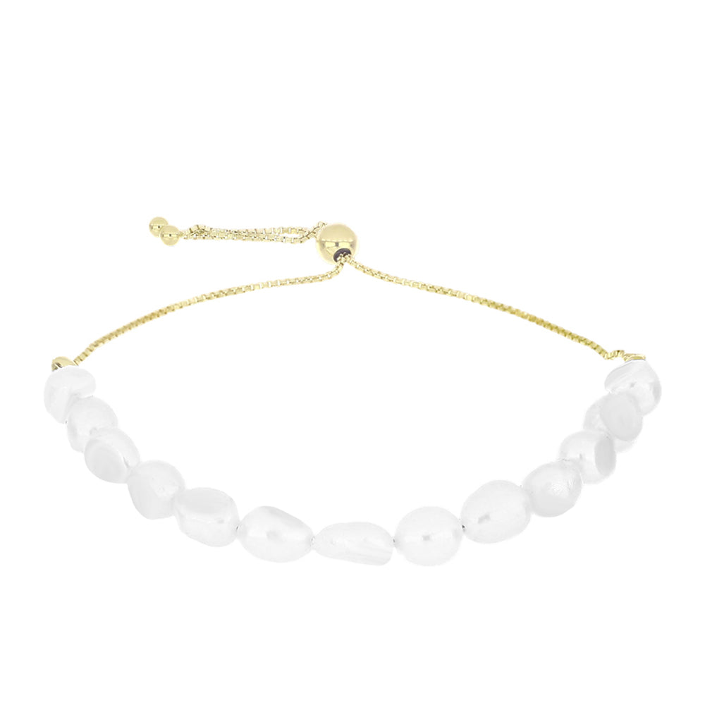 Goldplattiertes Silberarmband mit weißer Süßwasserperle 1 
