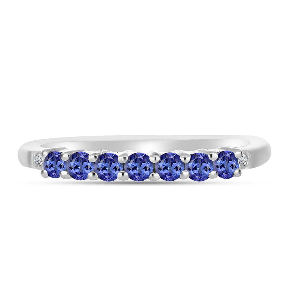 Silberring mit Tansanit - Klasse AAA und weißem Diamant