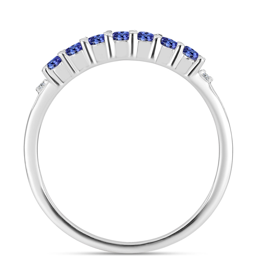Silberring mit Tansanit - Klasse AAA und weißem Diamant