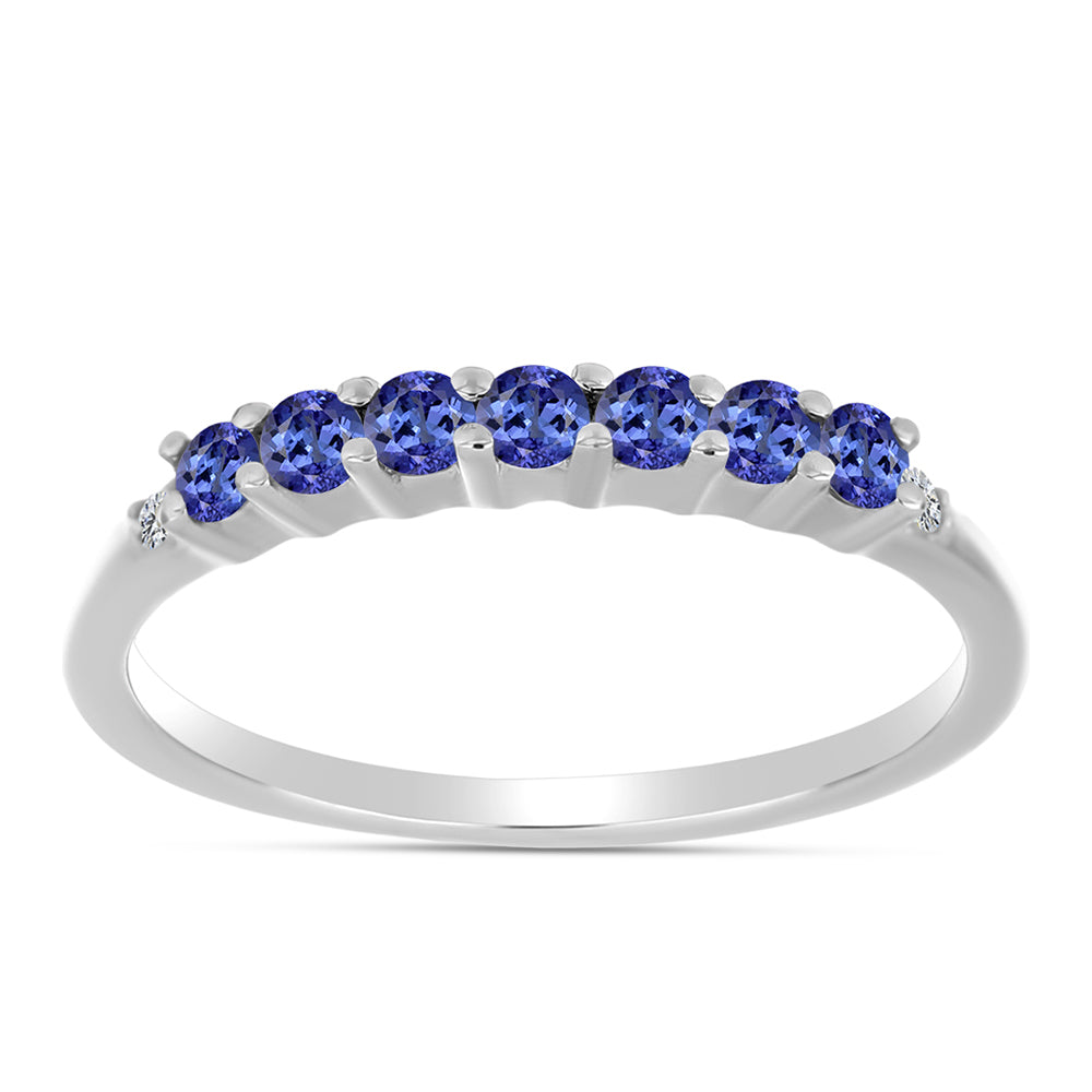 Silberring mit Tansanit - Klasse AAA und weißem Diamant