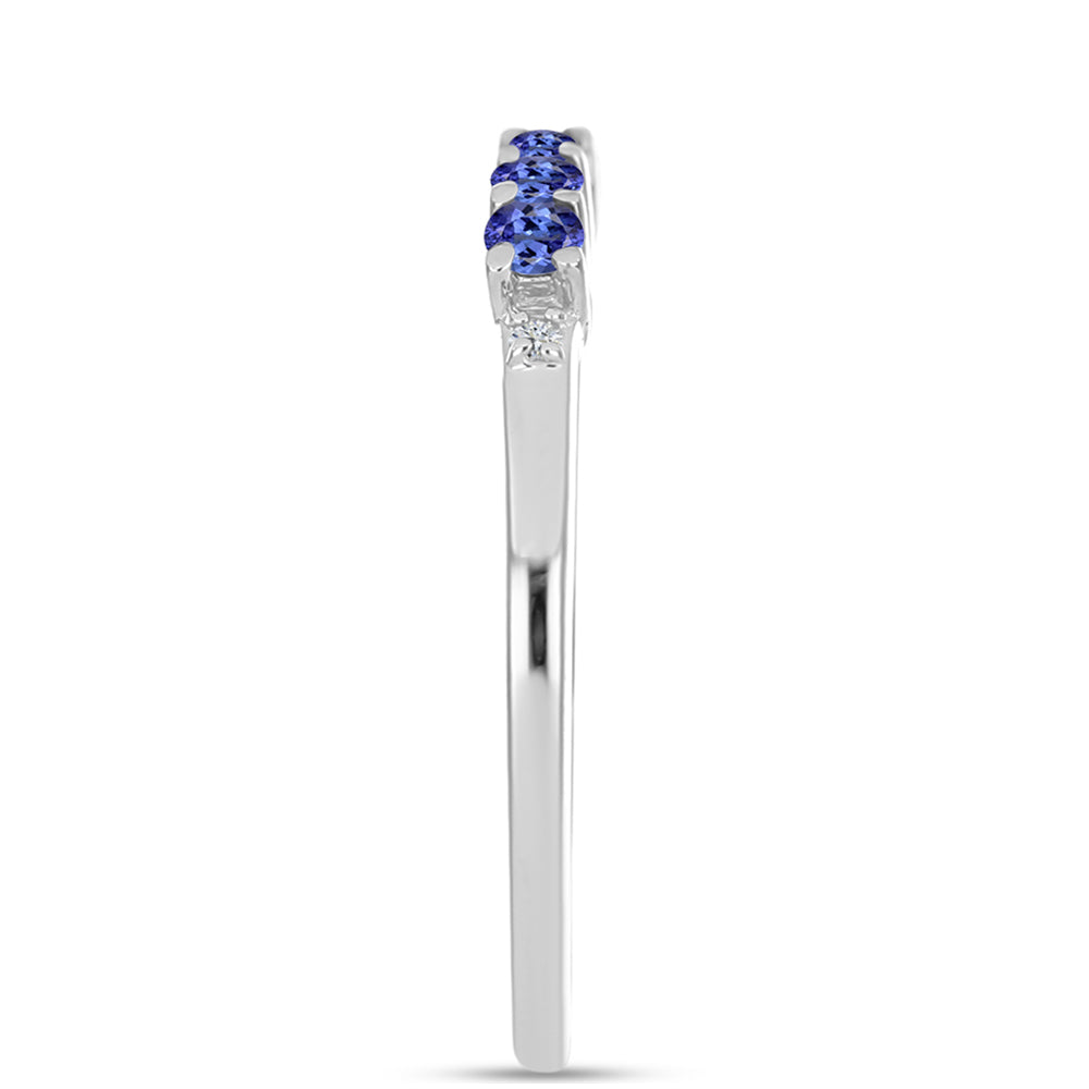 Silberring mit Tansanit - Klasse AAA und weißem Diamant 4 