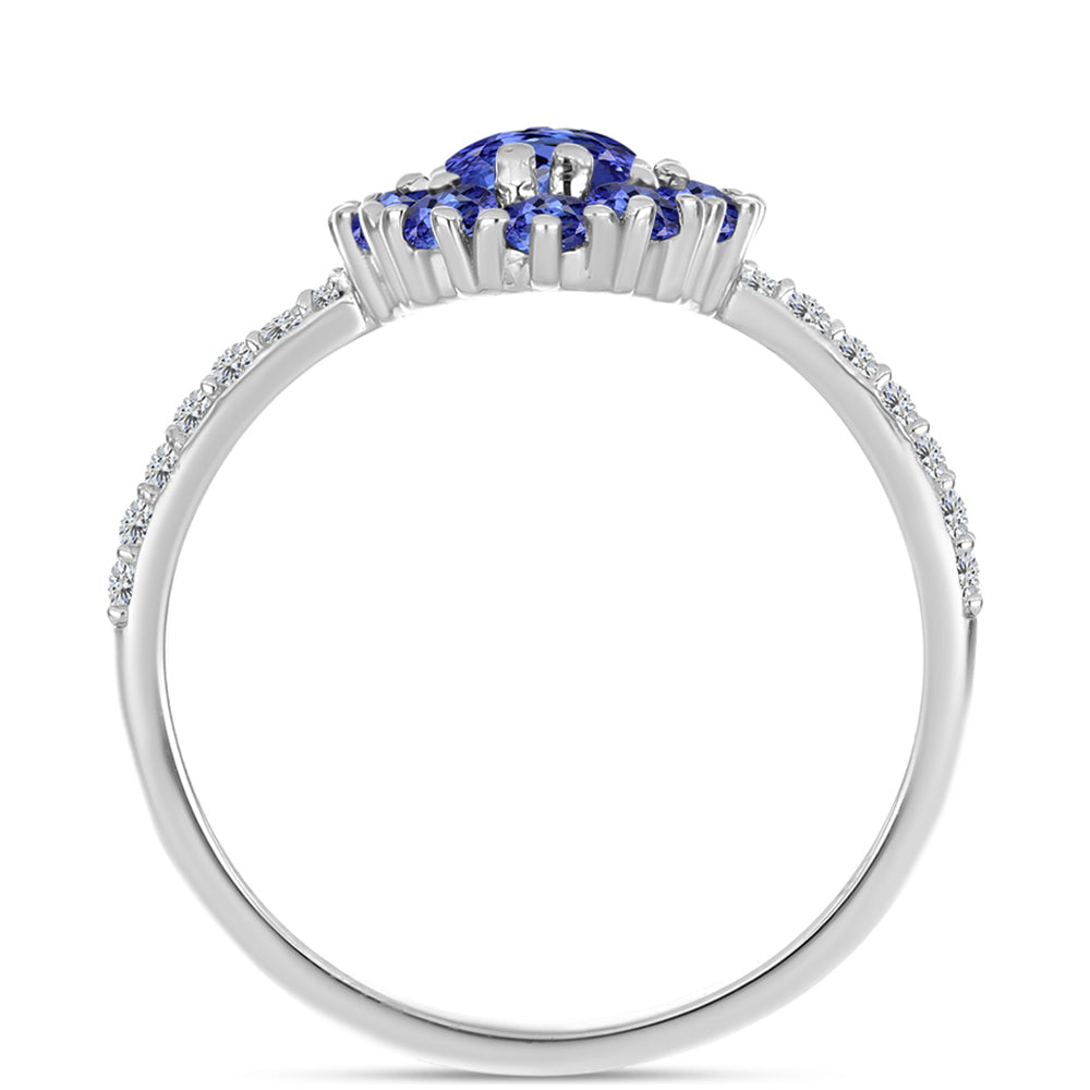 Silberring mit Tansanit - Klasse AAA und weißem Diamant 2 